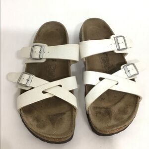 Birkenstock White Sandals Padded Slide Sandal White Nepal Sandal Size 39